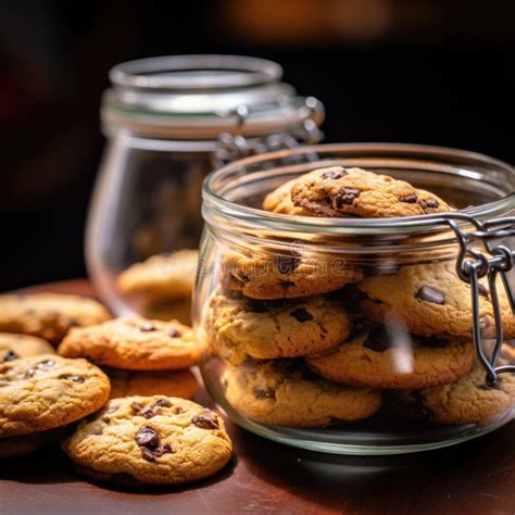 Um Frasco De Vidro Cheio De Biscoitos De Chocolate Imagem De Stock