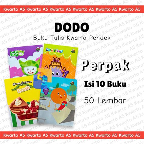 Jual Buku Tulis Dodo Lembar Kwarto Pendek A Buku Shopee