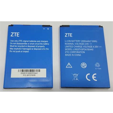 Batería Li3820T43P3H785440 2000Mah para Zte Blade L2 Plus Repuestos