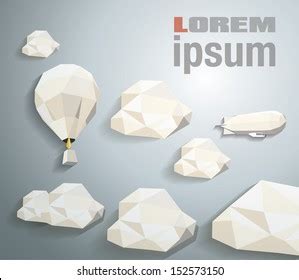 Low Poly Hot Air Balloon Sky Stock Vector Royalty Free