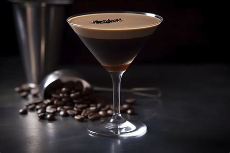 Premium Photo Espresso Martini Aperitif With Coffee Beans In Glass On