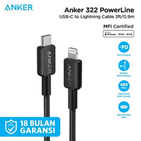 Jual Kabel Charger Anker Usb C To Lightning Cable Ft Braided