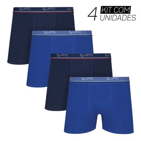 Kit 4 Cuecas Boxer Masculina Cueca Box Algodão Lupo no Shoptime