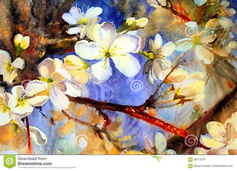 Pintura Da Aquarela De Flores Bonitas Ilustra O Stock Ilustra O De