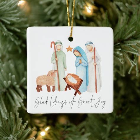 Glad Tidings Of Great Joy Nativity Scene Ceramic Ornament Zazzle