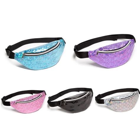 Fashion British Women Shoulder Belt Bag Laser Reversible Mermaid Sequin