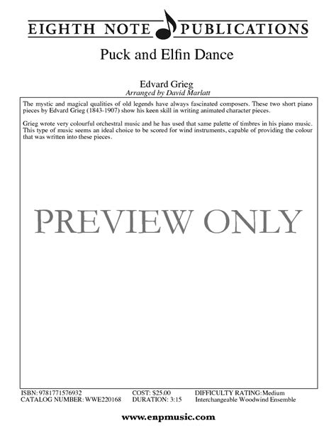 Puck And Elfin Dance Woodwind Ensemble J W Pepper Sheet Music