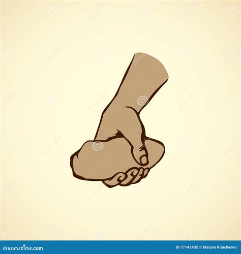 Hand Holding A Stone Vector Drawing Stock Vector Illustration Of