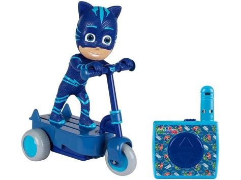 Carrinho de Controle Remoto Scooter PJ Masks 3 Funções Candide