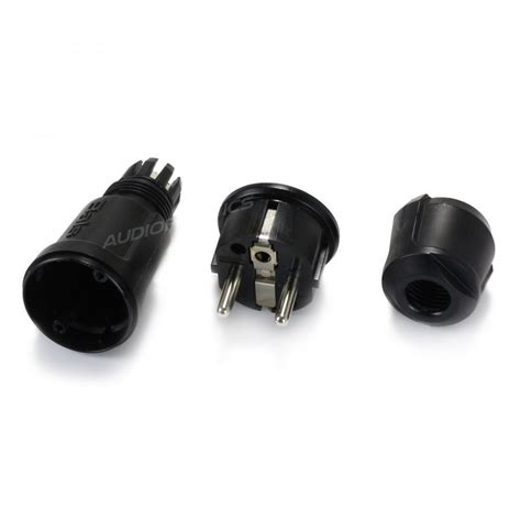 BALS Schuko Type E F Power Connector 250V 16A Ø15mm Black Audiophonics