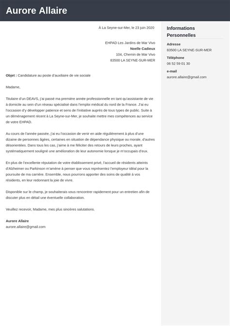 Lettre De Motivation Auxiliaire De Vie Mod Le Tous Niveaux