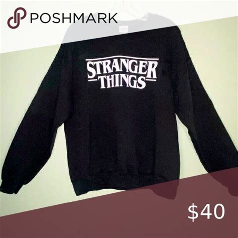 Medium Black Stranger Things Crewneck Sweater With Logo Stranger Things