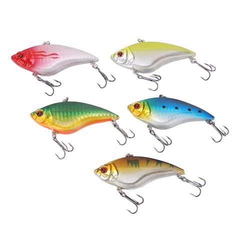 5pcs 7cm 16g VIB Fishing Lures Hard Bait 3D Eyes Lifelike Swimbaits For