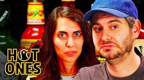 H3h3 Productions Does Couples Therapy While Eating Spicy Wings Hot Ones Youtube