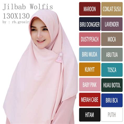 Jual JILBAB SEGI EMPAT 130x130 SYARI JUMBO KERUDUNG WOLFIS Shopee