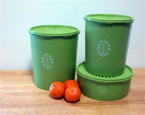 Vintage Lime Green Tupperware Canister Set Of Plastic Etsy