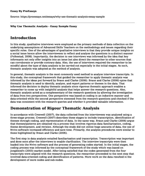 📚 Why Use Thematic Analysis Essay Sample Free Essay Term Paper Example