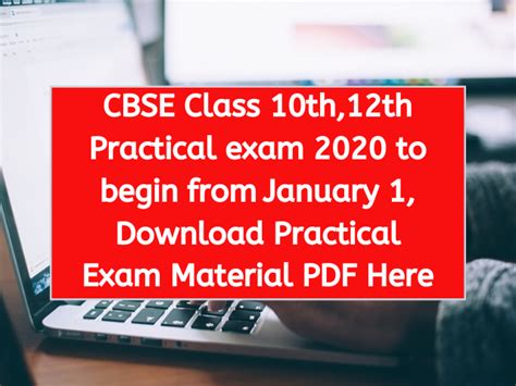 Cbse Class 10th12th Practical Exam 2020 To Begin From January 1