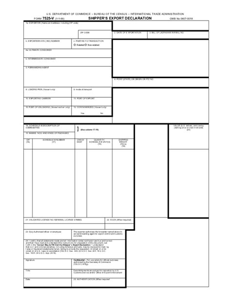 Shipper S Export Declaration Fillable Form Printable Forms Free Online