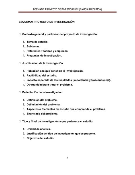 Formato Proyecto De Investigacion Pdf