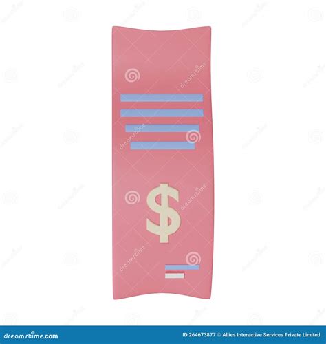 3d Render Illustration Of Bill Or Payment Receipt Stock Illustration