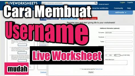 Cara Membuat Username Live Worksheet Youtube