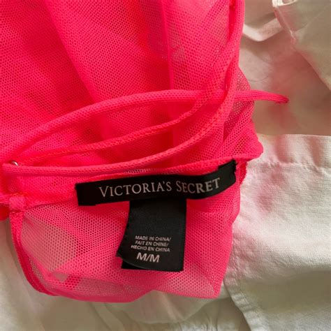 Victorias Secret New Neon Pink Sheer Lace Asymmetri… Gem