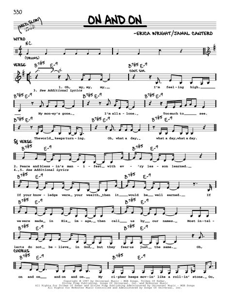 On And On By Erykah Badu Sheet Music For Real Book Melody Chords At