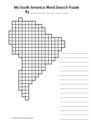 Word Search Template South America Learn With Puzzles