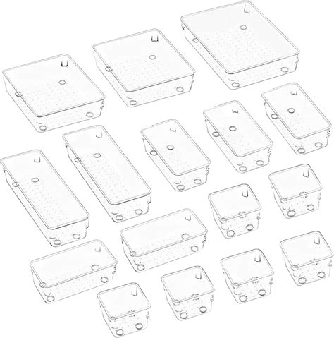 SENENQU 16 Stücke Schubladen Ordnungssystem 5 Größen Transparent