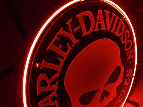 Harley Davidson Motorcycles Skull Neon Light Sign Close Look Neon