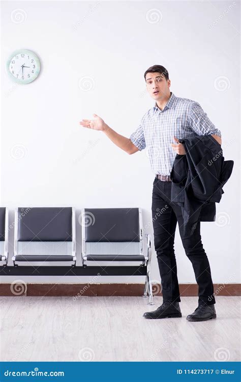 The Man Nervously Impatiently Waiting In The Lobby Stock Image Image