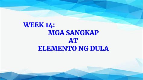 SOLUTION Mga Sangkap At Elemento Ng Dula Studypool