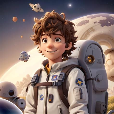 Personaje De Dibujos Animados En 3d De Boy On Planet Creado Con Ia