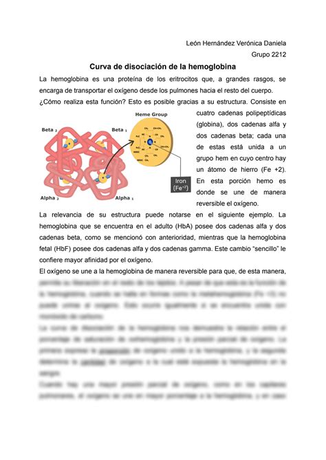 Curva De Disociación De La Hemoglobina