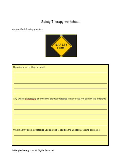 Safety Therapy Worksheet HappierTHERAPY Worksheets Library