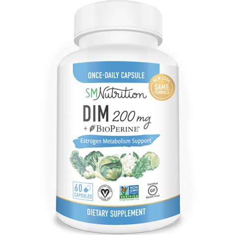 DIM Supplement 200mg DIM Diindolylmethane Plus BioPerine 60 Day