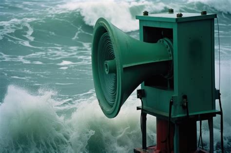 Closeup of a siren for tsunami warnings and alerts | Premium AI ...