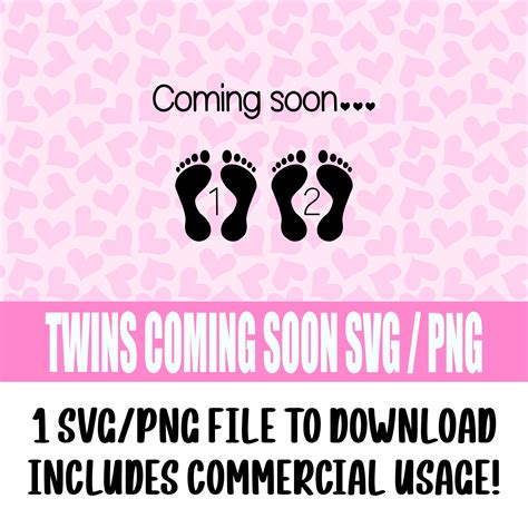Twins Coming Soon SVG / Png | Digital Download, Pregnancy Reveal Svg