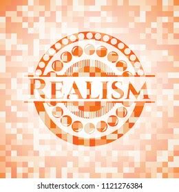 Realism Abstract Orange Mosaic Emblem Stock Vector Royalty Free