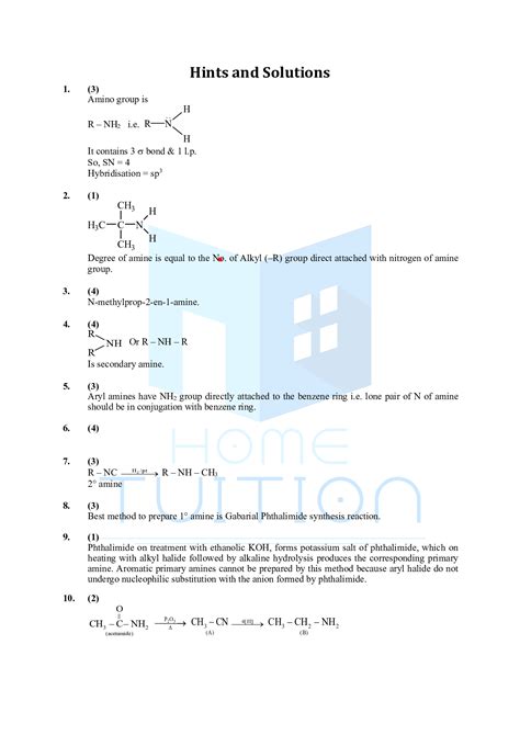 Mcq Chemistry Questions For Cuet Chapter Amines With Solutions