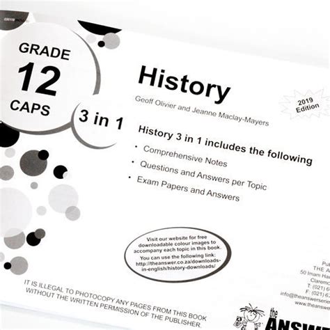 The Answer Series Grade 12 History 3in1 Caps Study Guide Sherwood Books