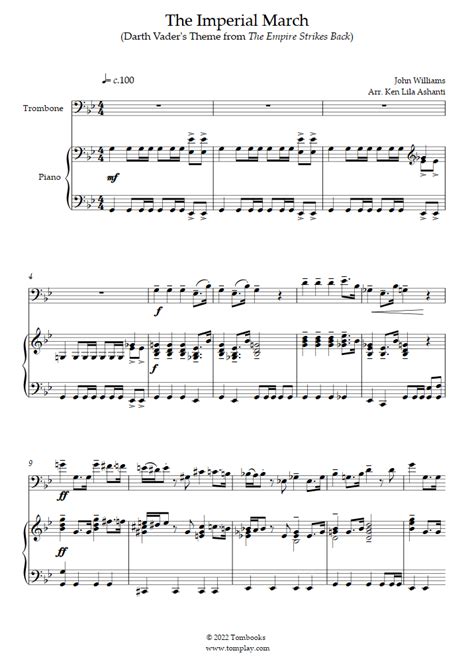 Star Wars Imperial March John Williams Trombone Sheet Music