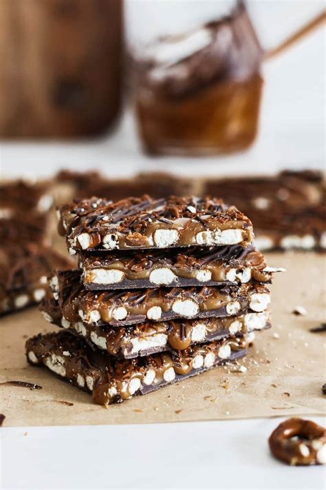 No Bake Caramel And Chocolate Pretzel Crack Bars