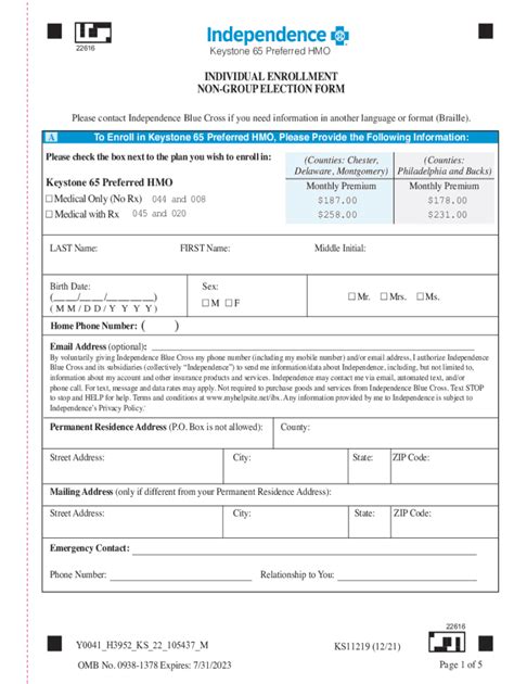 Fillable Online Independence Blue Cross Medicare Keystone 65 Preferred