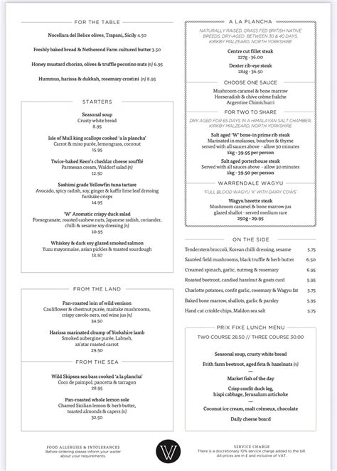 Westwood Beverley's full menu online