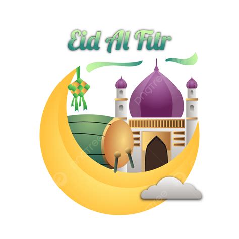 Eid Al Fitr Vector Hd Png Images Moon Mosque And Bedug For Eid Al Fitr