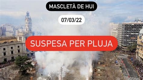 La lluvia obliga a cancelar la mascletà de este lunes