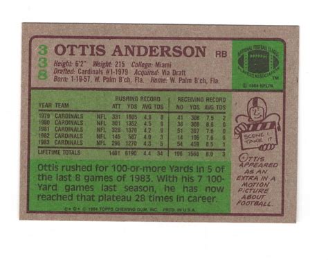 1984 Topps 338 Ottis Anderson NM Mint EBay