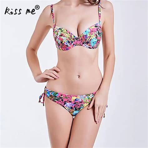 Drawstring Sexy Bikini 2018 Women Swimsuit Bathing Suit Printed Lady S